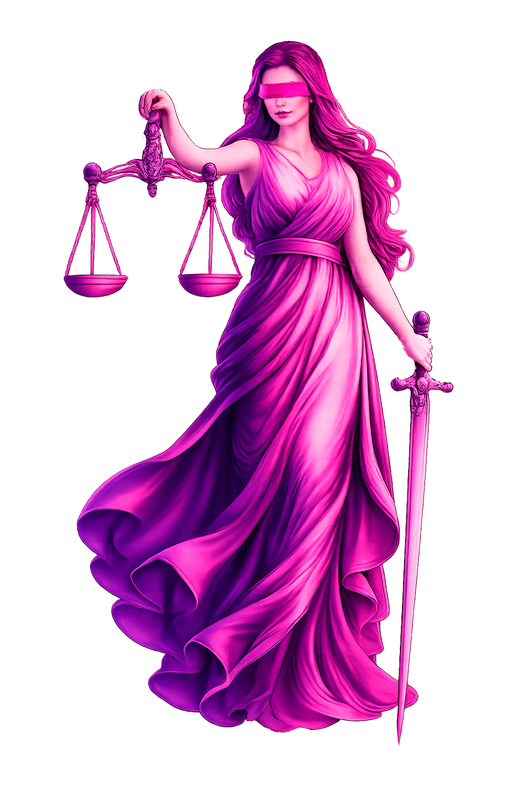 Símbolo de justicia en tonos fucsia — ASOGEN